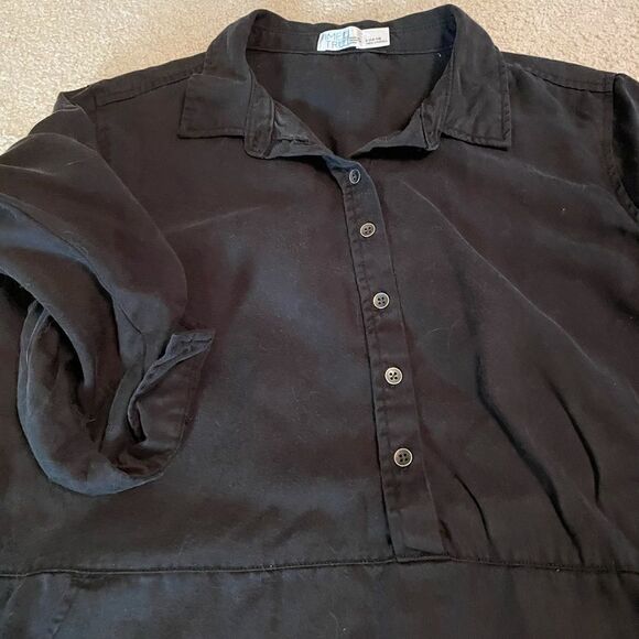 Time and Tru black Tencel dress tunic with tabbed sleeves and pockets - Picture 4 of 9